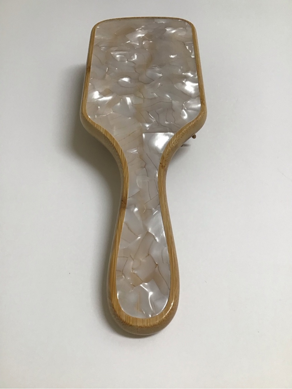 BAMBOO Paddle Hair Brush Wood MOTHER OF PEARL Bath Vanity Pearlessence Luxe NEW - Picture 14 of 16
